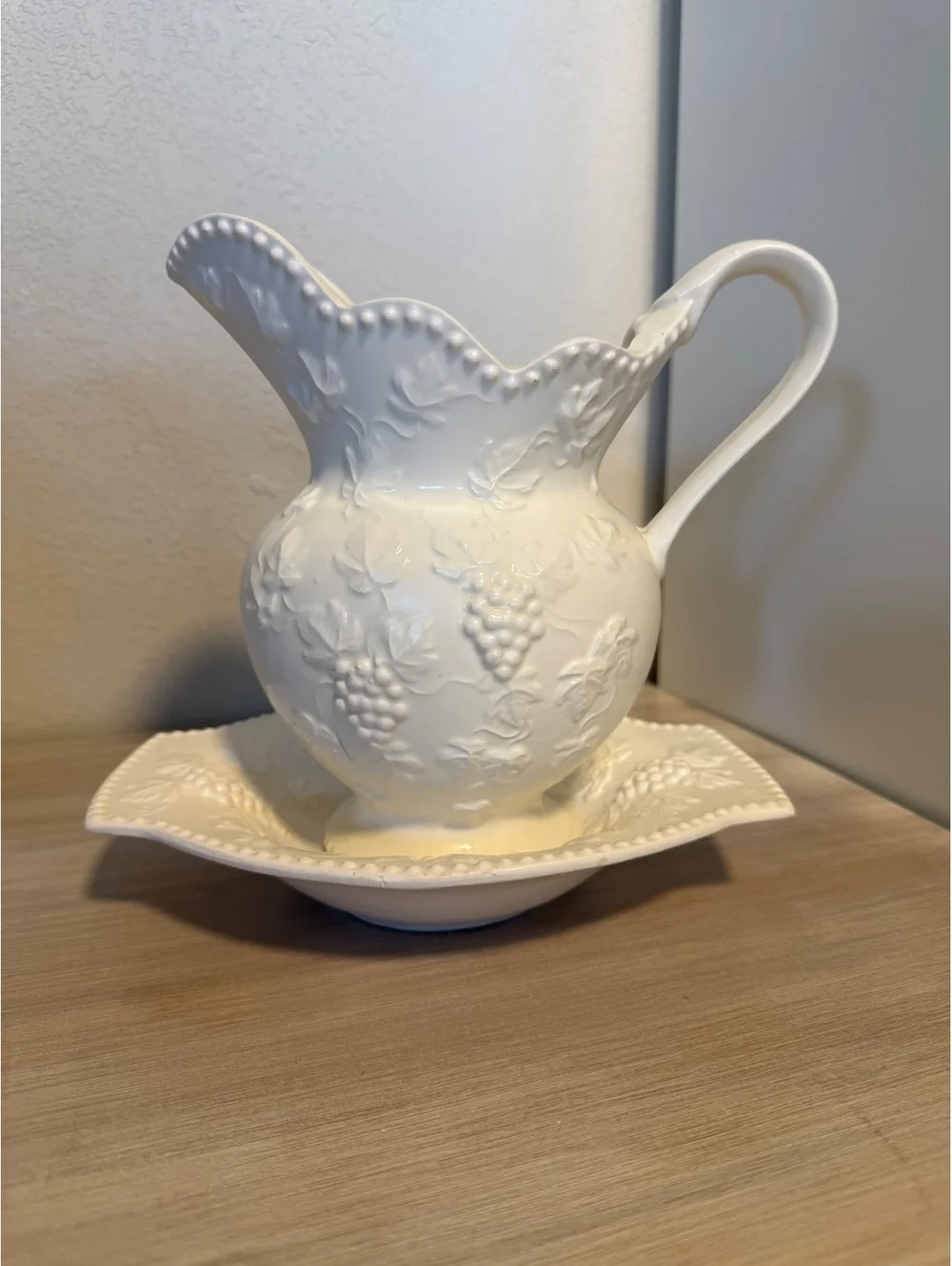 Vintage Ardco Fine Quality Dallas White Pitcher Made in Japan Shabby